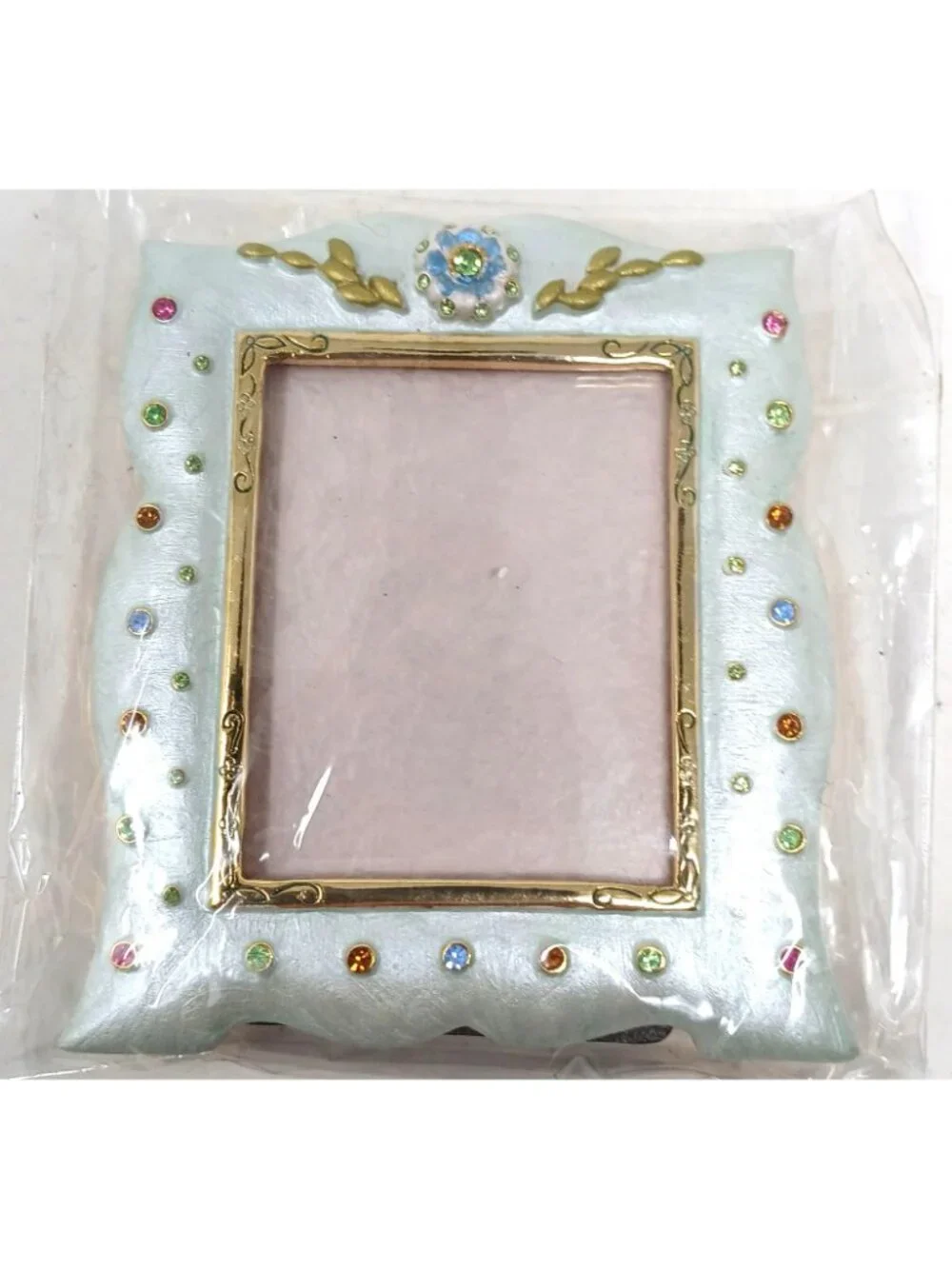 DZ Decorative Jeweled Picture Frame Elegant Gold Trim & Colorful Crystals #J-5